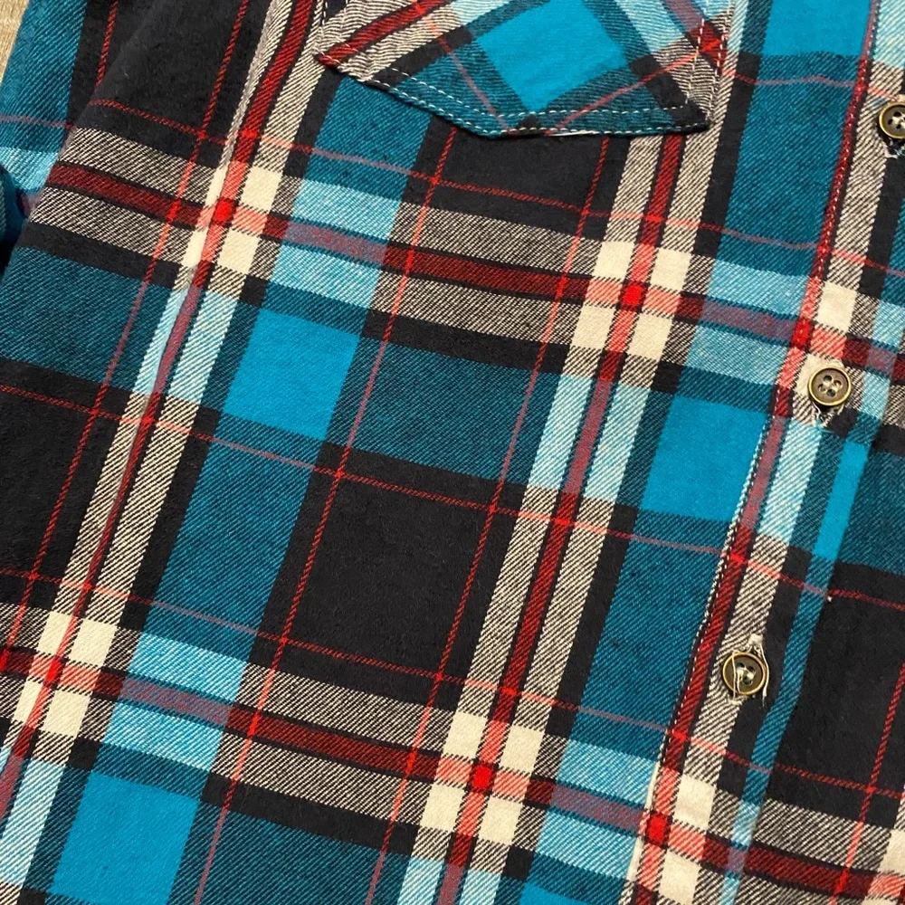 Altar'd State Blue & Navy Plaid Button-Down Shirt